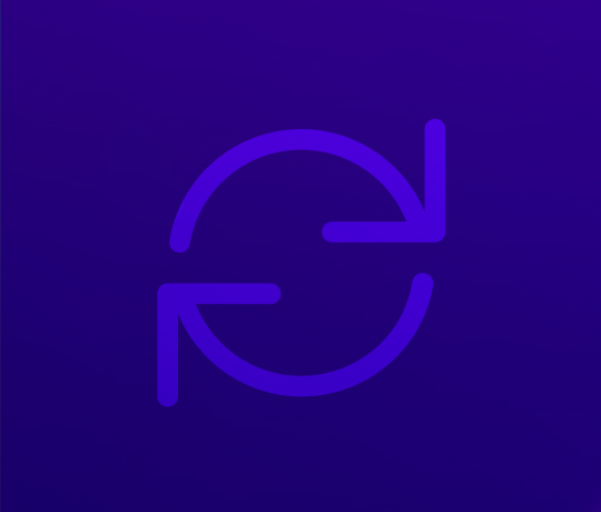 Refresh icon on dark indigo background