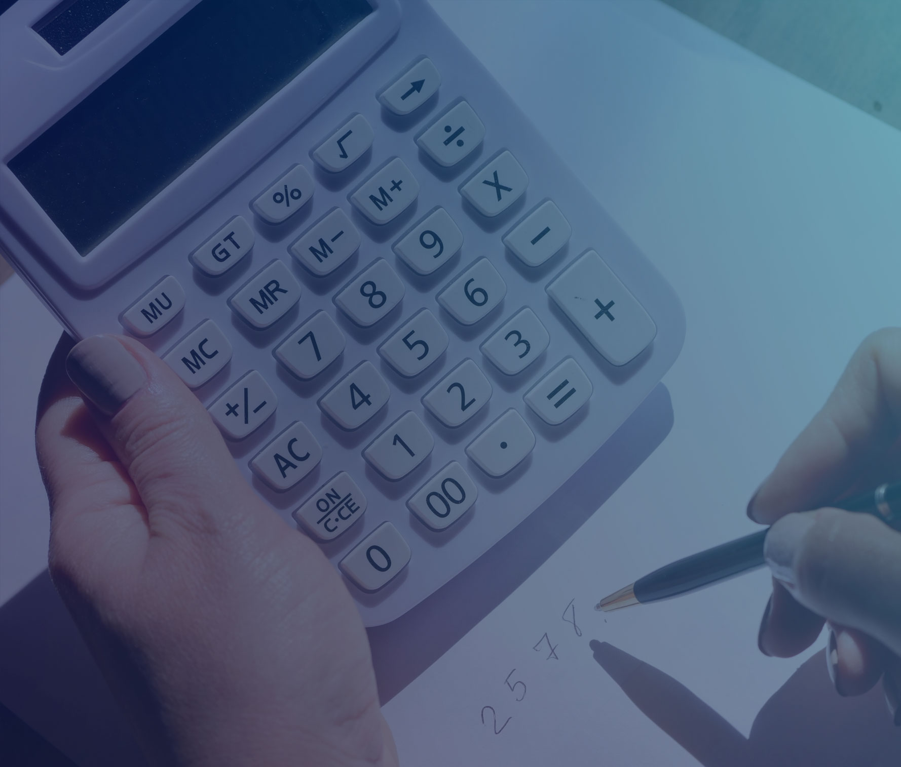 Person doing a math on a calculator