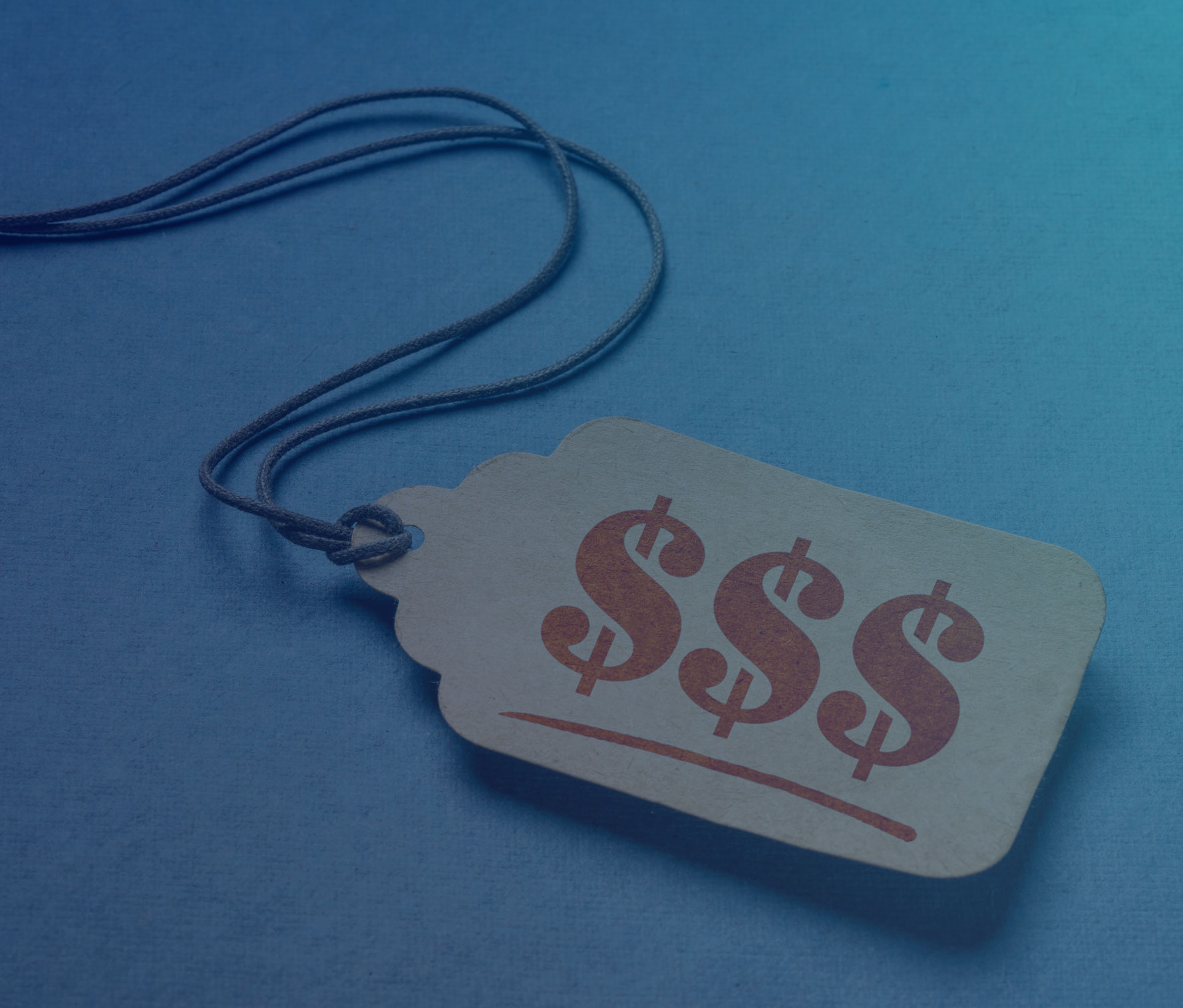 Price tag with three dollar signs