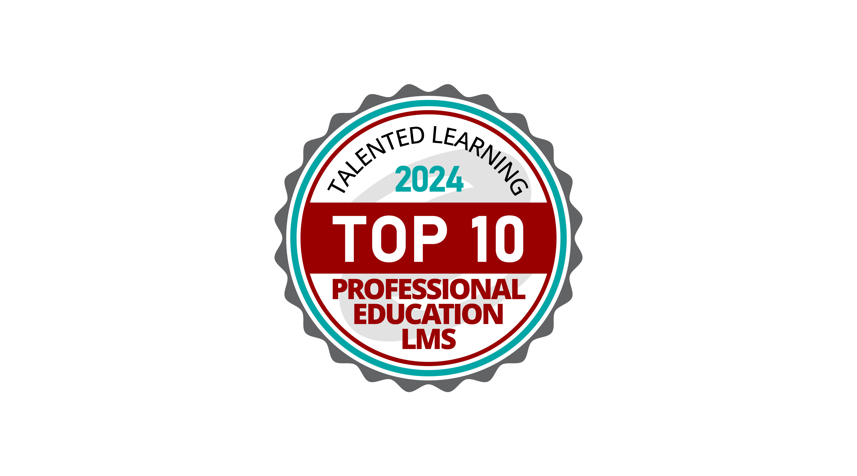 The Talented Learning award badge for the 2024 Top 10 Professional Education LMS for Path LMS.